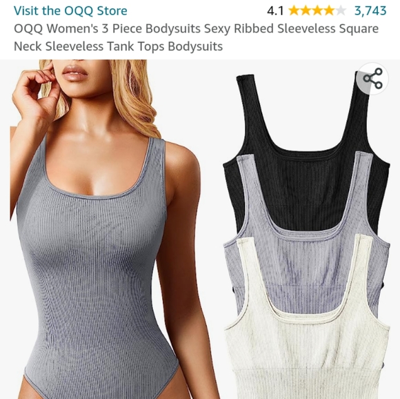 oqq Tops - MUST BUNDLE - oqq square neck Ribbed Tank bodysuit